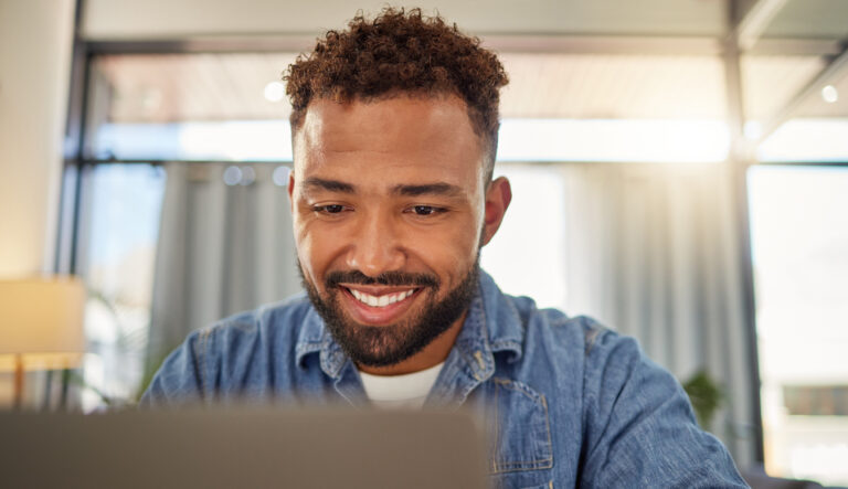 Advancement team member evaluating a digital fundraising platform.