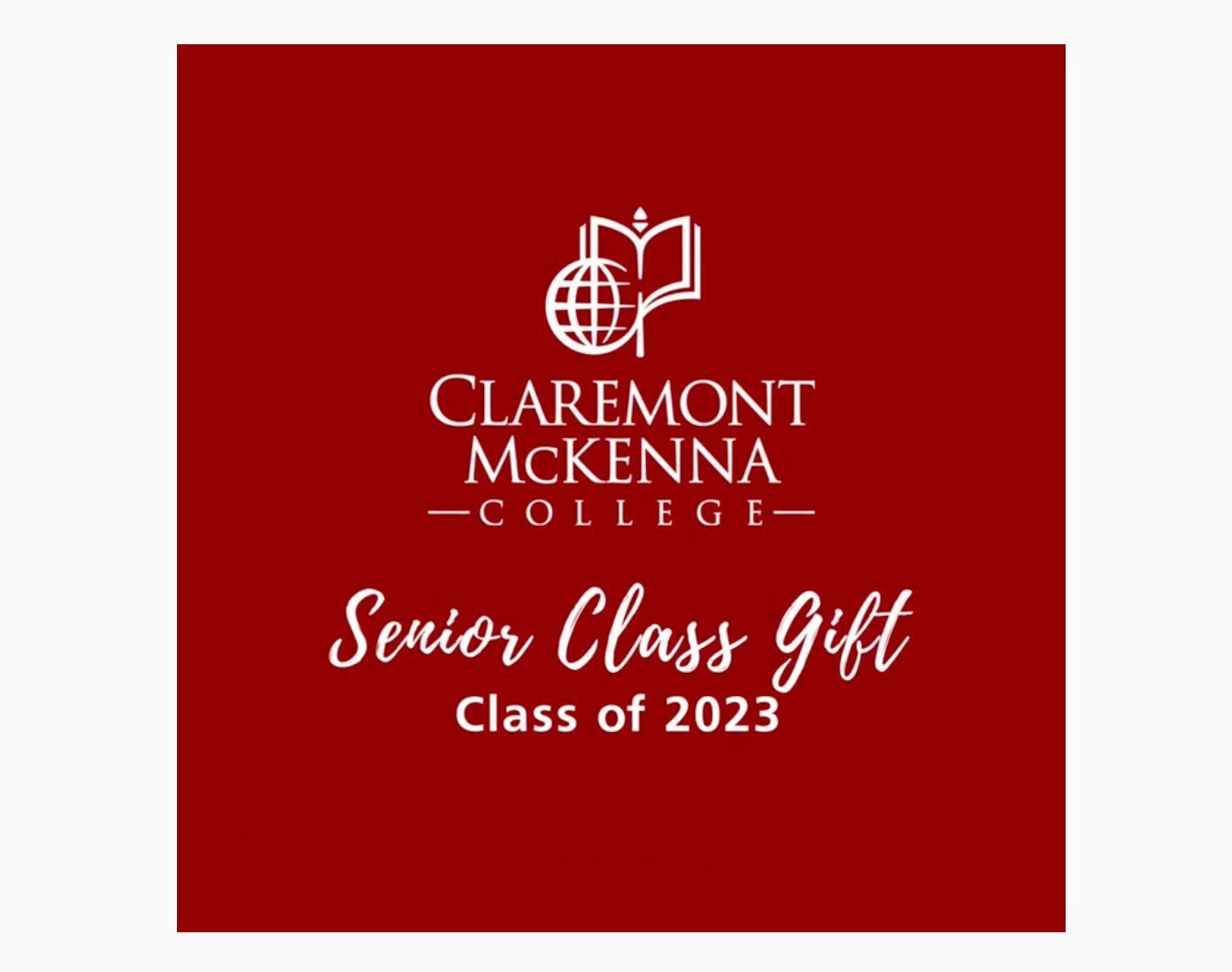 The Claremont McKenna College Senior Class Gift social fundraising campaign page.