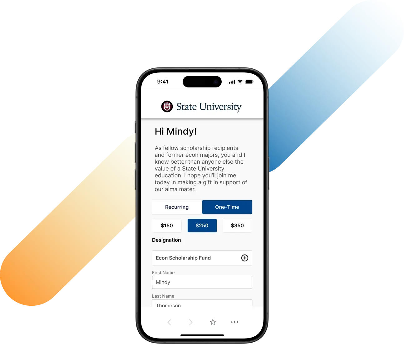 Email sent via GC Outreach displayed on mobile.