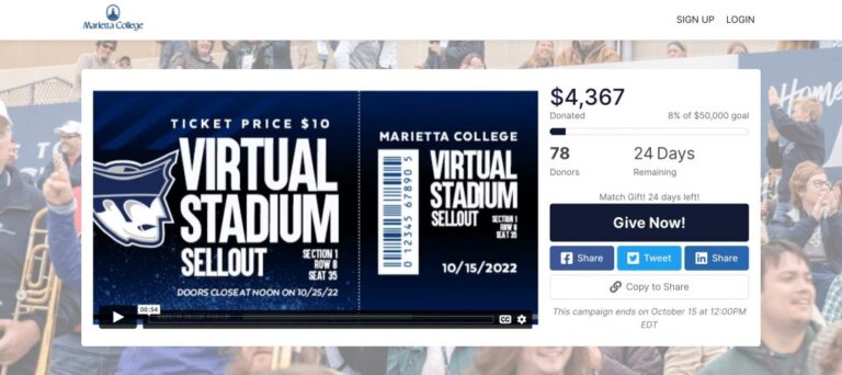 Marietta College virtual stadium campaign.