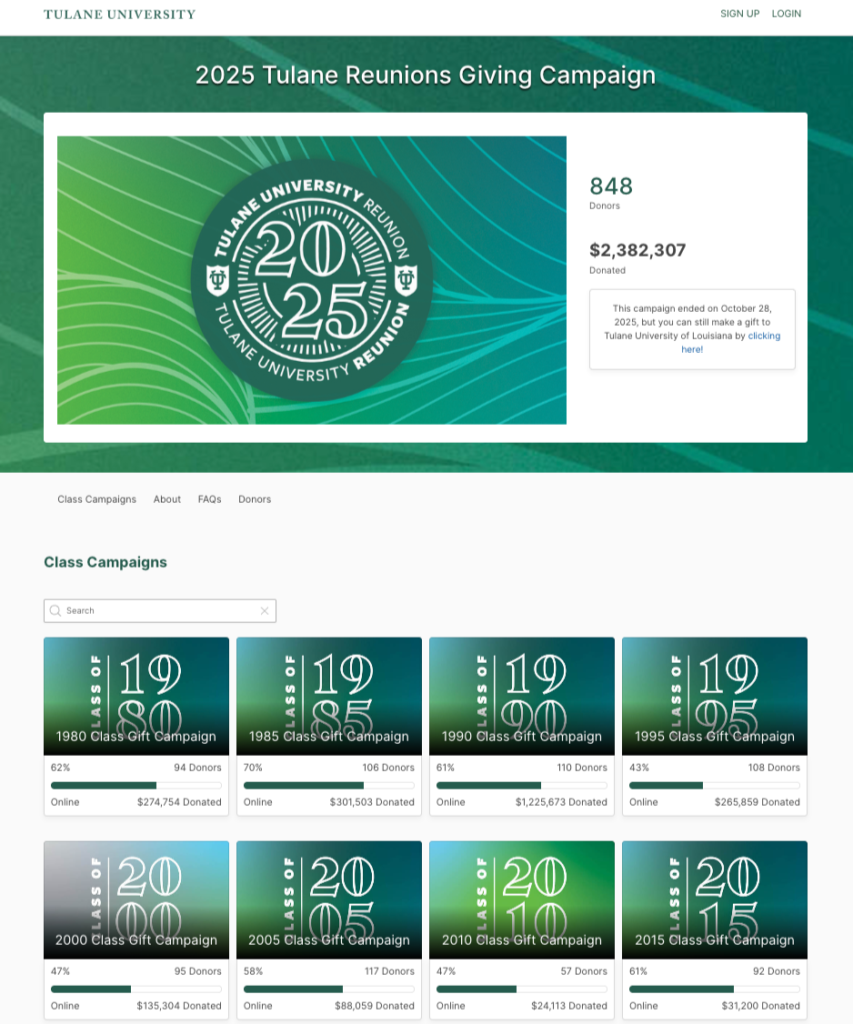 Tulane University 2025 Reunion Campaign