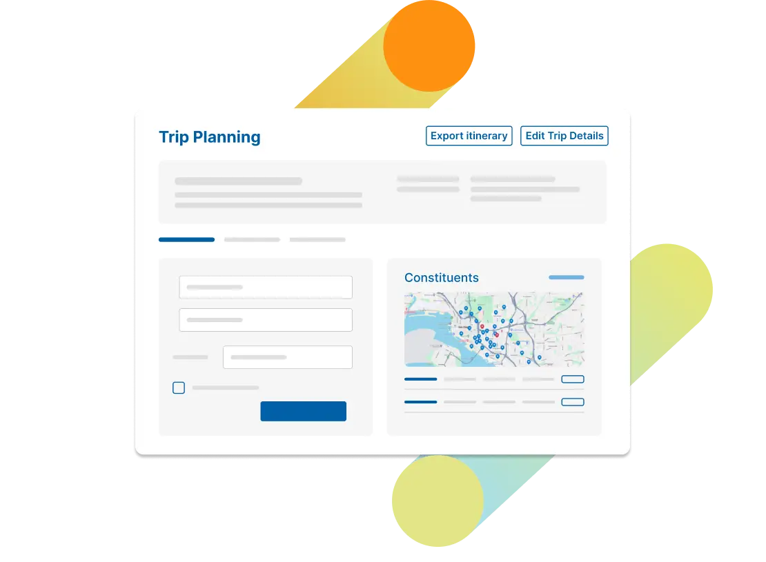 GC Gift Officer user interface Trip Planning module.