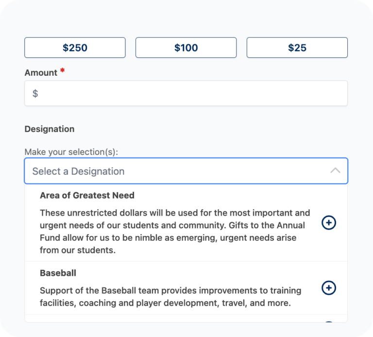 GiveCampus Designations Descriptions