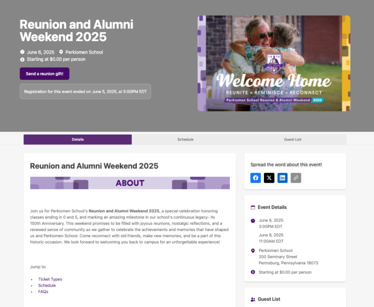 Perkiomen Reunion and Alumni Weekend