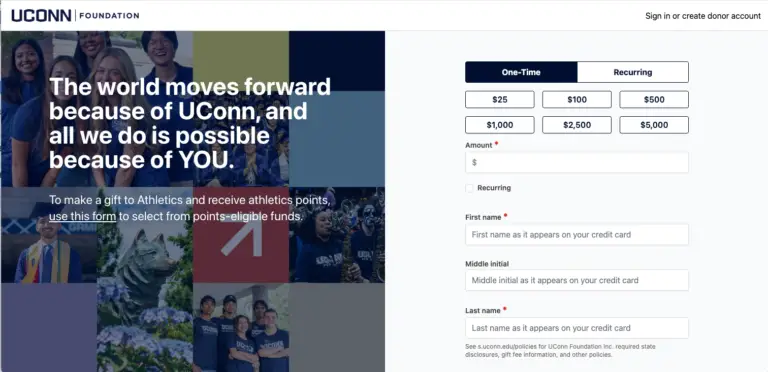 UCONN Foundation Giving Form