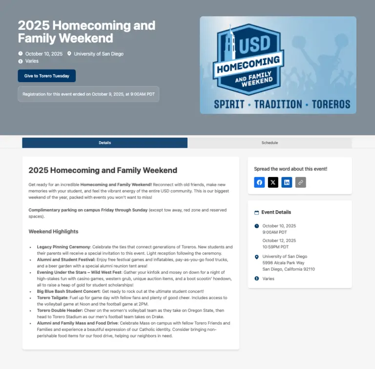 USD 2025 Homecoming GC Events
