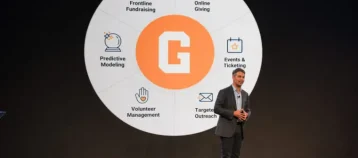 GiveCampus CEO and Co-founder Kestrel Linder on stage at GCPC 2024