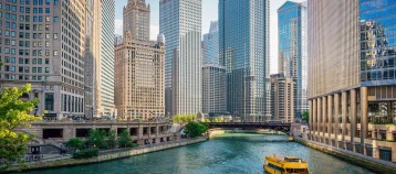 Chicago River and buildings