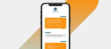 Mobile phone displaying GiveCampus Texting app.