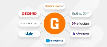 GiveCampus logo surrounded by CRM logos.