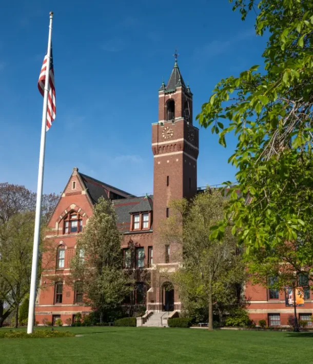 Front view of main building on Thayer Academy campus.