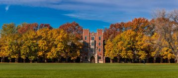 Grinnell College campus in autumn.
