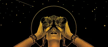 Woman looking at night sky with binnacualrs