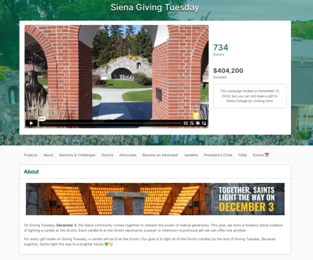 Siena College Giving Tuesday Campaign