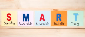 sticky notes defining smart goals